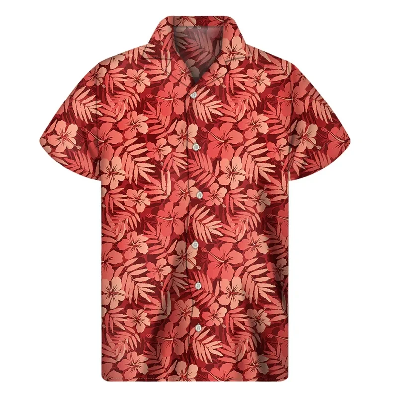 thumbnail image 1 of Camisa con botones estilo hawaiano con plantas tropicales para hombre, impresión 3D, para vacaciones en la playa, informal, holgada, minimalista, de talla grande, 1 of 4