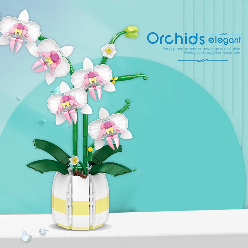 Building Blocks Particle Flower Orchid Butterfly Orchid Toy Assembly Desktop Decoration