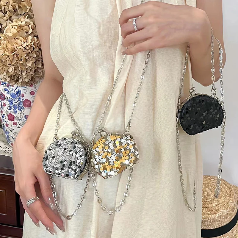 

Модная роскошная сумка на цепочке с блестками, Сумка с помадой и жемчужной цепочкой, сумки через плечо для женщин, сумка на одно плечо, аксессуары для сумок