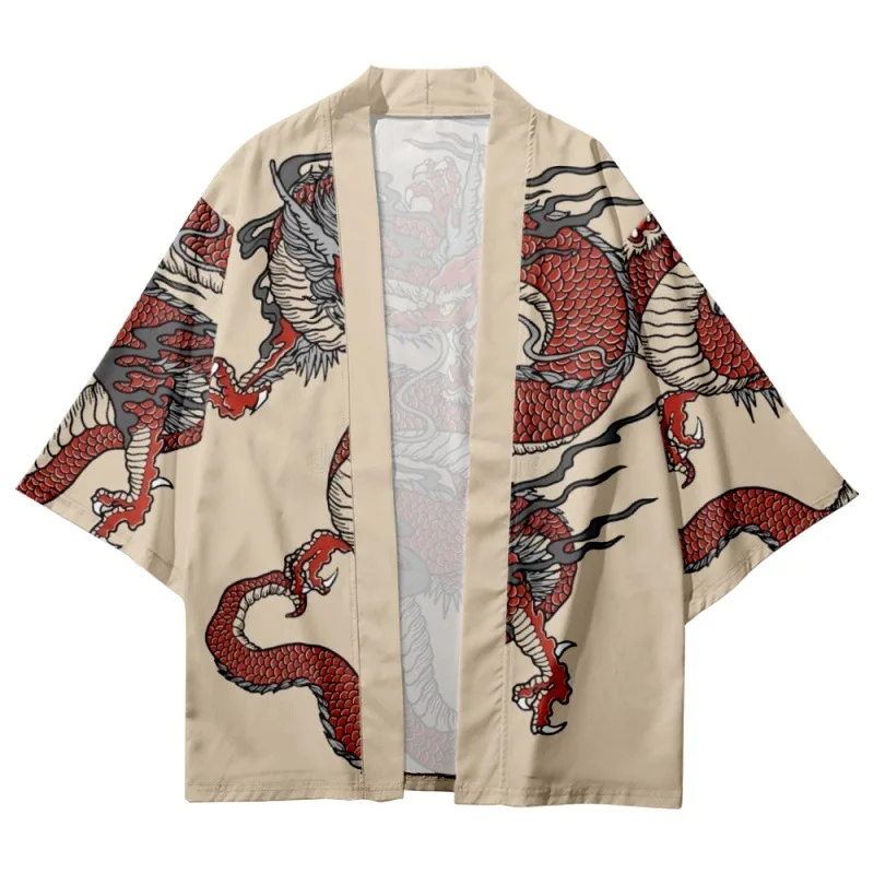 2023 Plus Size Summer Japanese Fashion Chinese Dragon Kimono Streetwear Cardigan Oversized Robe Women Men Haori Top Yukata