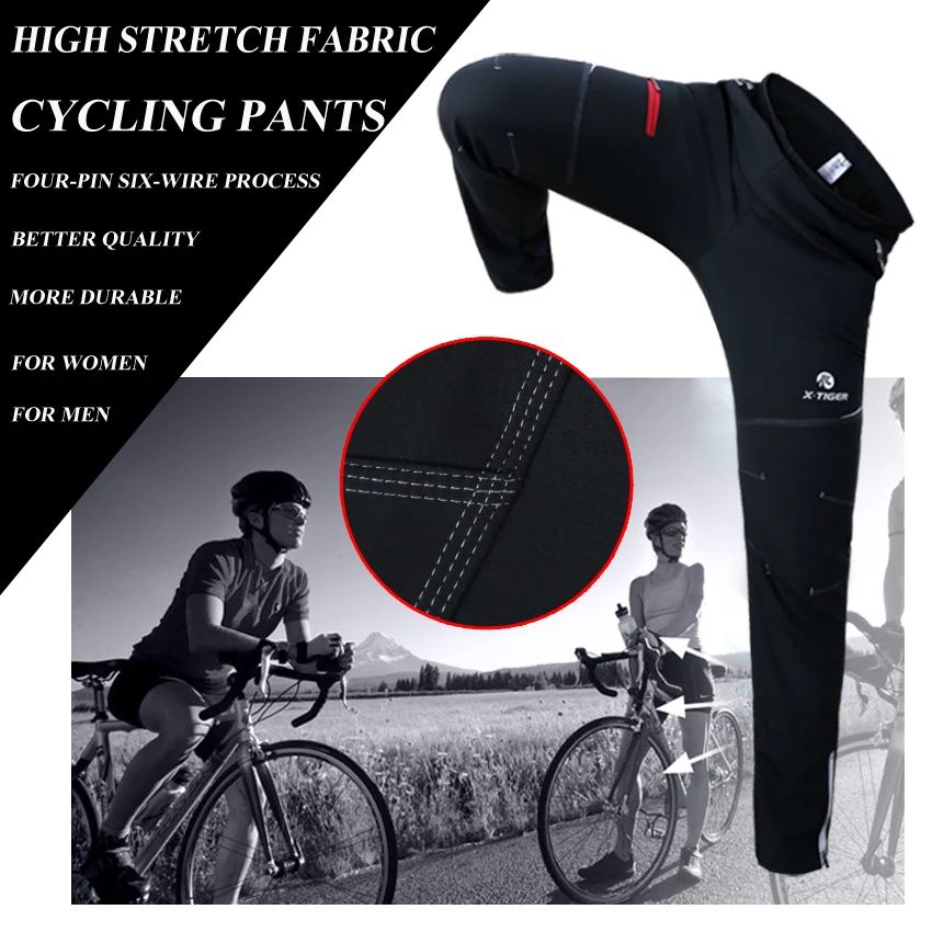 X-TIGER Windproof Autumn Winter Sports Pants Bike Bicycle Cycling Pants Ciclismo Bicicleta Outdoor Wear Warmth Riding Black women cycling pants men cycling pants