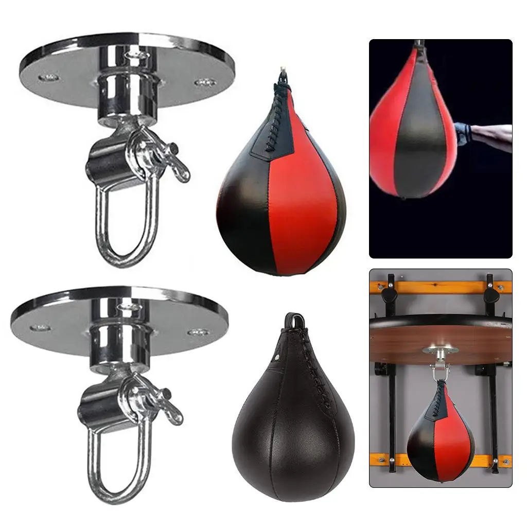 Boxing Training Speedbag, Heavy Duty PU Leather Hanging Swivel Punch Ball Speedball for Boxing MMA Muay Thai Fitness Workout