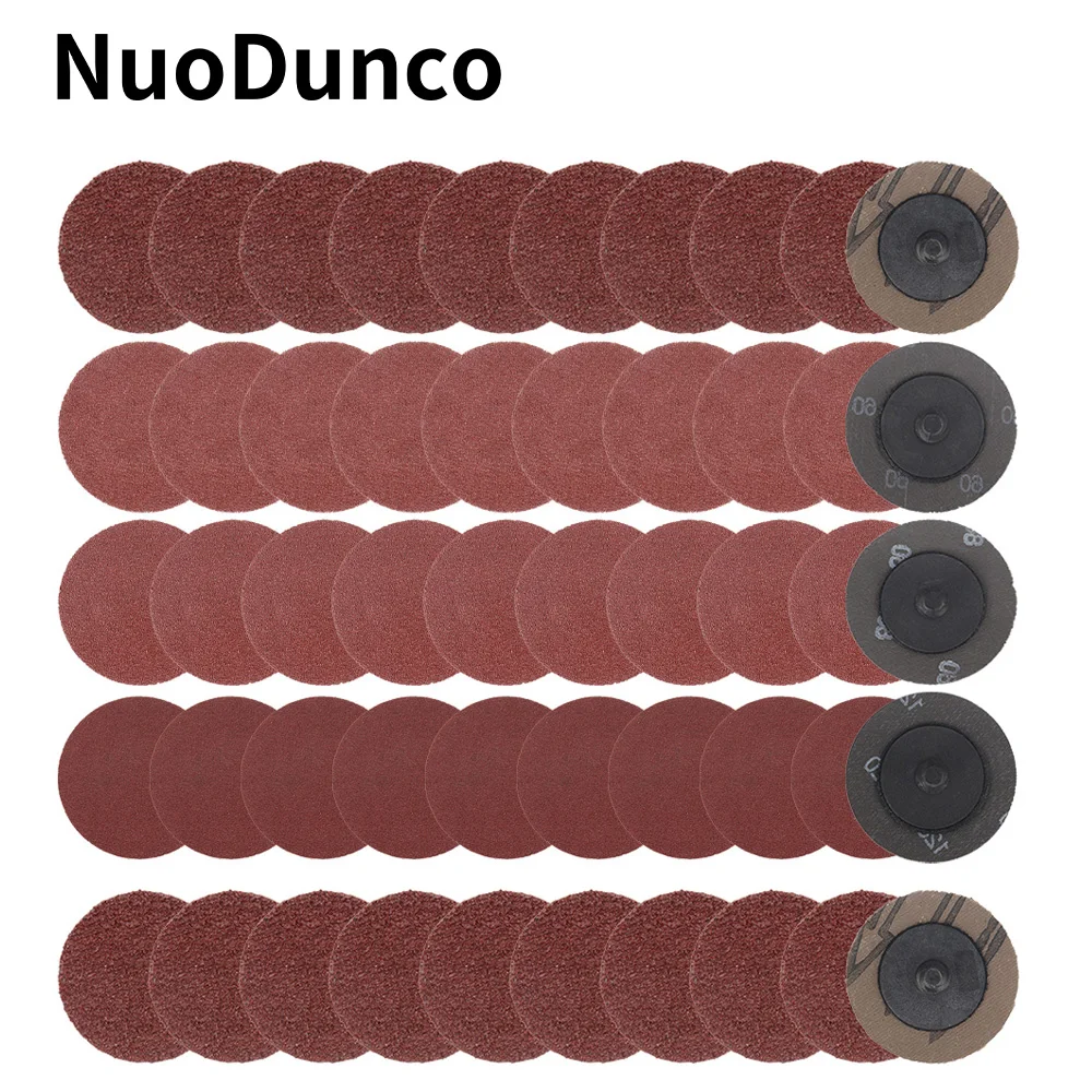 NuoDunco 50 Stück Schnellwechsel-Schleifscheiben 50mm Schleifpapier für Schleifmaschinen Metalloberflächen-Polieren Holzschleifen 36-320 Körnung