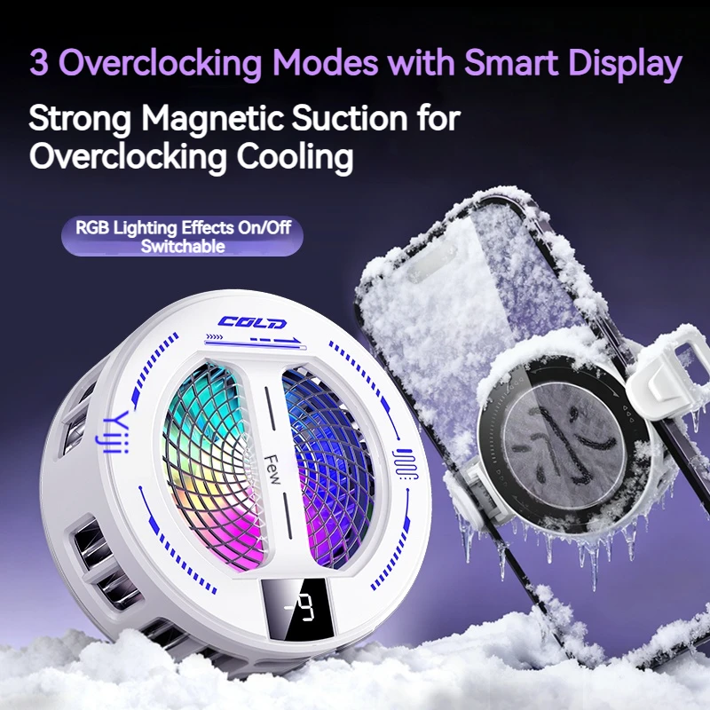 디지털 디스플레이, 스마트 온도 조절, RGB 조명 기능을 갖춘 K36 반도체 휴대폰 쿨러, 모든 휴대폰 및 태블릿과 호환 가능