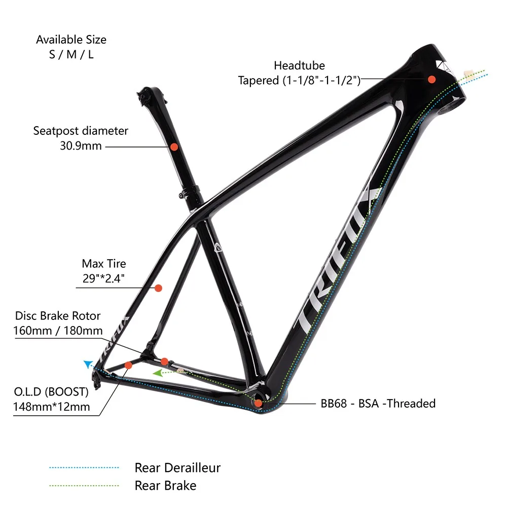 Trinx Telai Mtb 29 Full Ultralight Carbon Fiber T1000 MTB Frameset