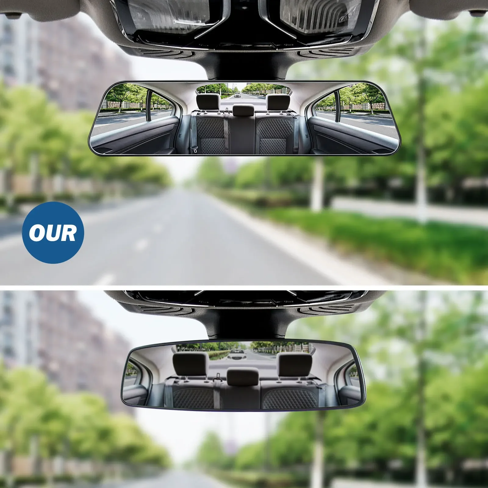 Universal For Car SUV Trucks Car Rearview Mirror 12 Inch Panoramic Anti-Glare Clip-on Wide Angle Convex Interior Accessories