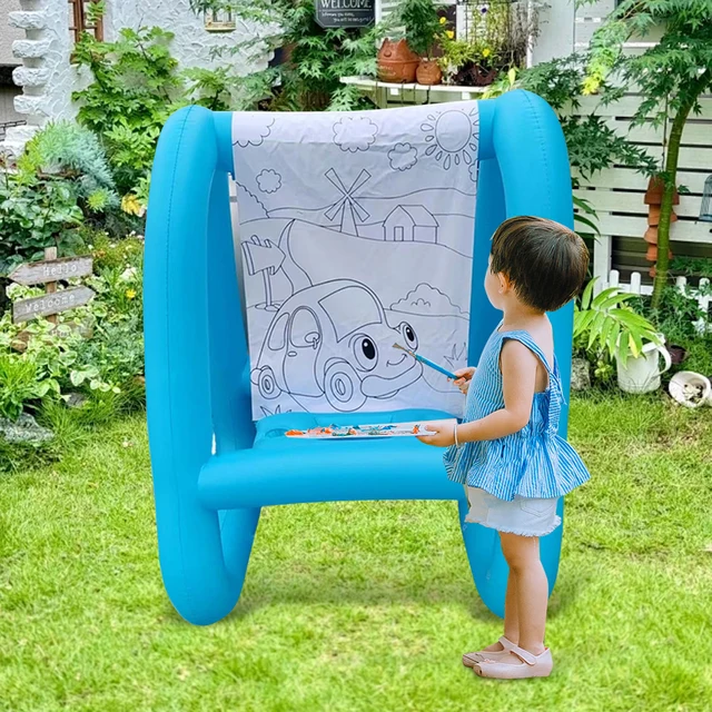 Inflatable Kids Easel PVC Washable Creative Coloring Drawing and Painting Art Easel Reusable Drawing Board for Kids Outdoor Play 3