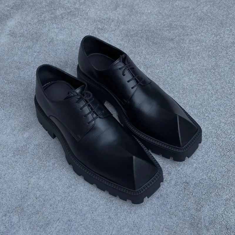 

Men Rhinoceros Horn Derby Shoes Vintage Platform Dress Shoes Male Casual Lace Up Oxfords Women Loafers Unisex Footwear