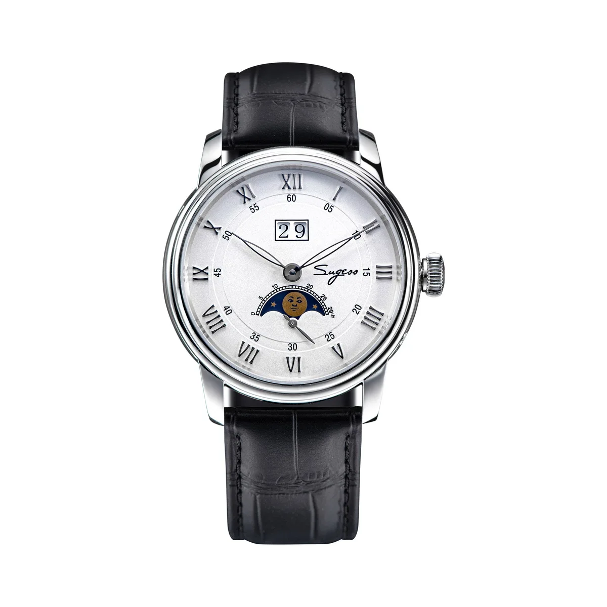 Sugess Moonphase Watch of Men 40mm Automatic Mechanical Wristwatches Seagul - Picture 32 of 33