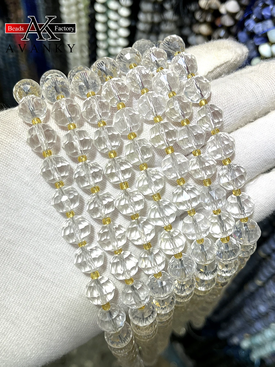

Натуральный белый кристалл, круглые камни, блестящий свободный разделитель для изготовления ювелирных изделий, ожерелье, браслет «сделай сам» 15 дюймов 10 мм