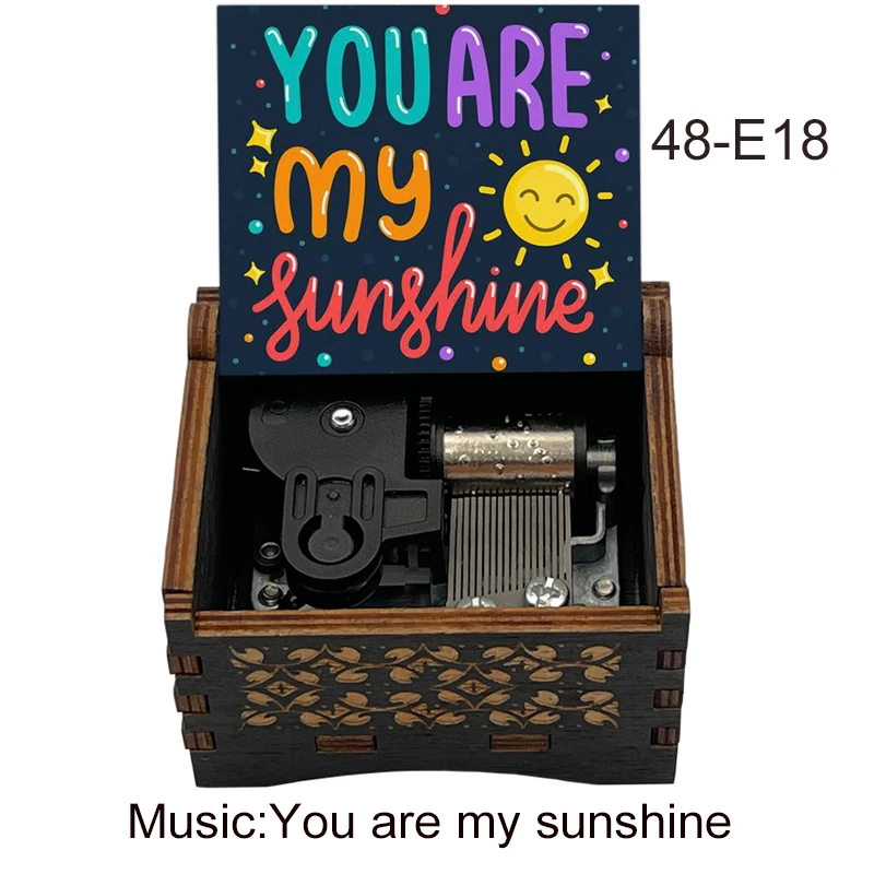 You Are My Sunshine Automatic Knob Movement Wooden Music Box Room Decoration Ornaments New Year Birthday Gift For Adult
