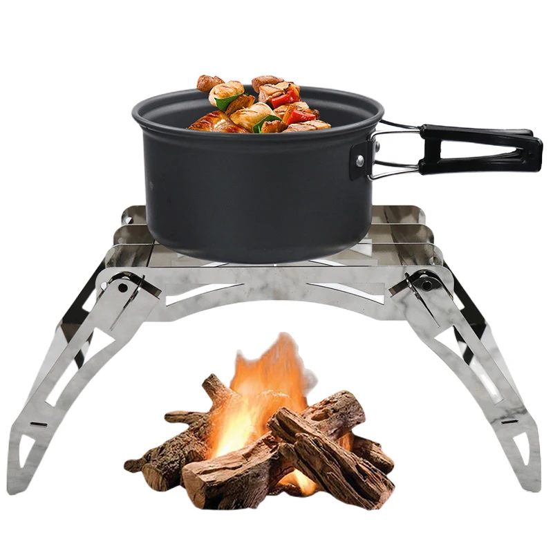 

Многофункциональная Складная портативная горелка из нержавеющей стали для кемпинга, подставка для газовой плиты, подставка для дровяной плиты