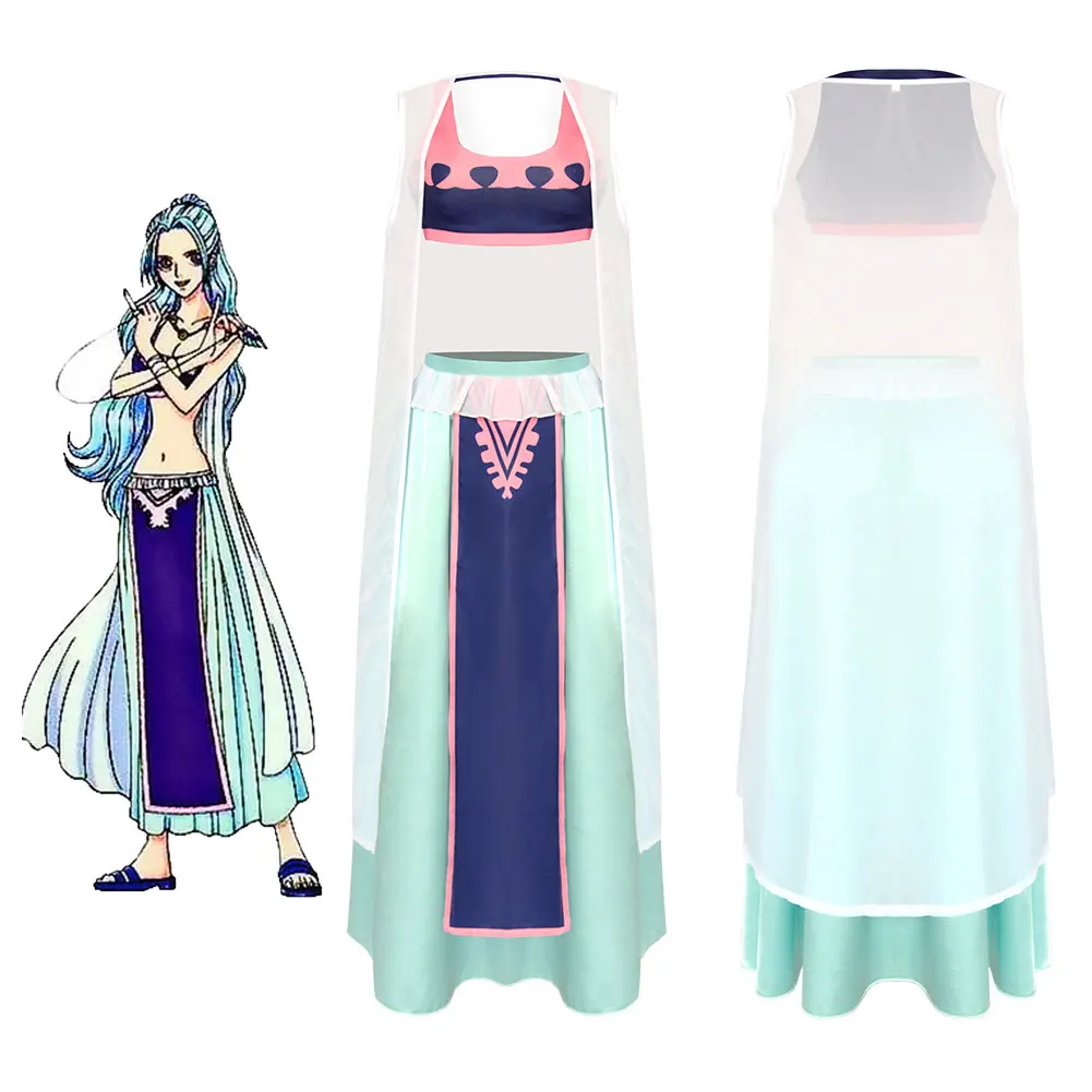

Anime One Cos Piece Vivi Cosplay Costume Women Skirt Skirt Cloak Outfits Halloween Carnival Party Disguise Suit