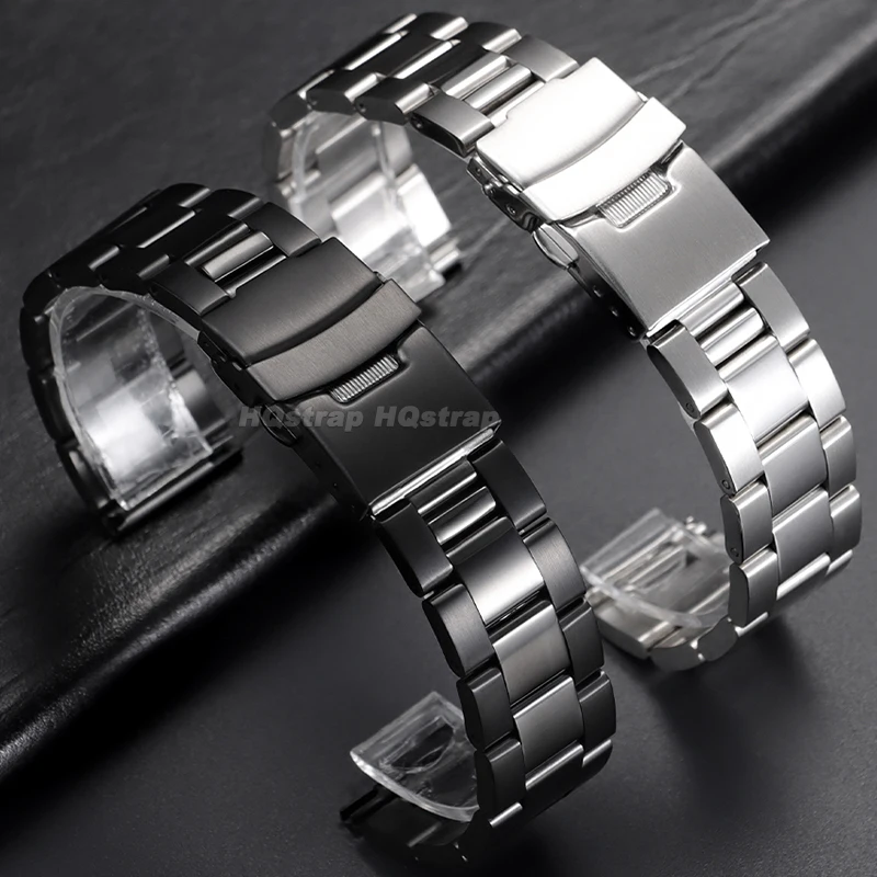 Premium Solid Stainless Steel Watch Strap with Double Safety Fold Buckle