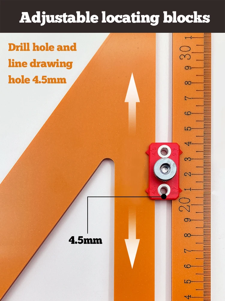 2-in-1 Rafter Square Punching Positioning Triangle Ruler Adjustable Slider Precision Bakelite Right Angle Ruler Carpentry