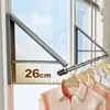 Balcony Folding Invisible Drying Rack Rod Non-punching Wall Hanging Indoor and Outdoor Windows Bathroom Cloakroom Hook Hanger 4