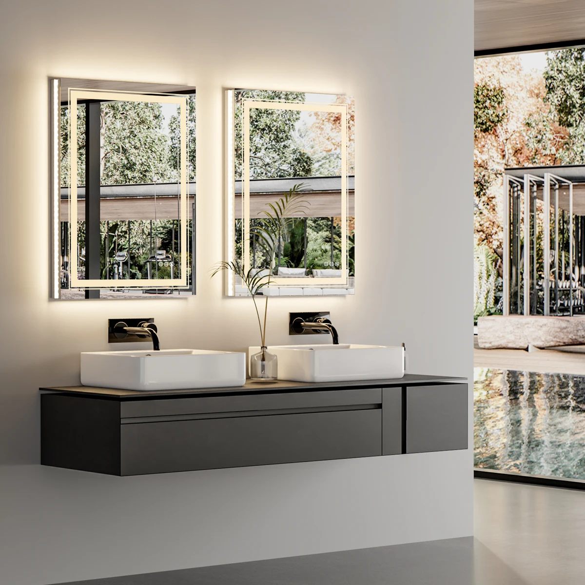20x28 Inch Led  Rectangle Mirror for Bathroom with Front Light and Backlit Anti Fog Function Wall Backlit Decor Vanity Mirrors — view 3