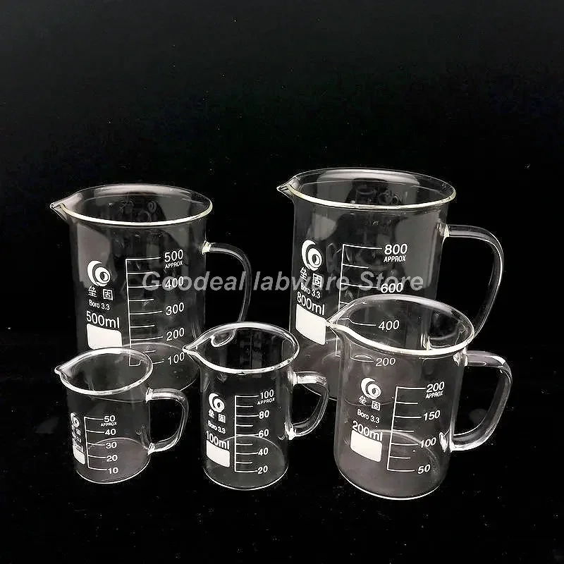 1PC 50ml to 2000ml 3.3 borosilicate Glass Beaker with handle laboratory Graduated Glassware