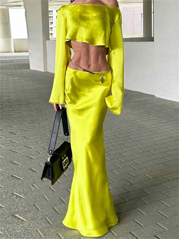 

Женский комплект из 2 предметов с юбкой и топом с открытыми плечами