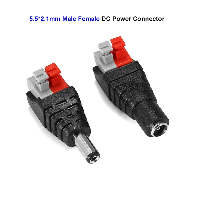10 Pairs Female & Male Power Adapter DC Barrel to Screw Plug Jack Connector to Screw Terminal 2.1x5.5MM for CCTV Camera DC Power DIY LED Light Strip 