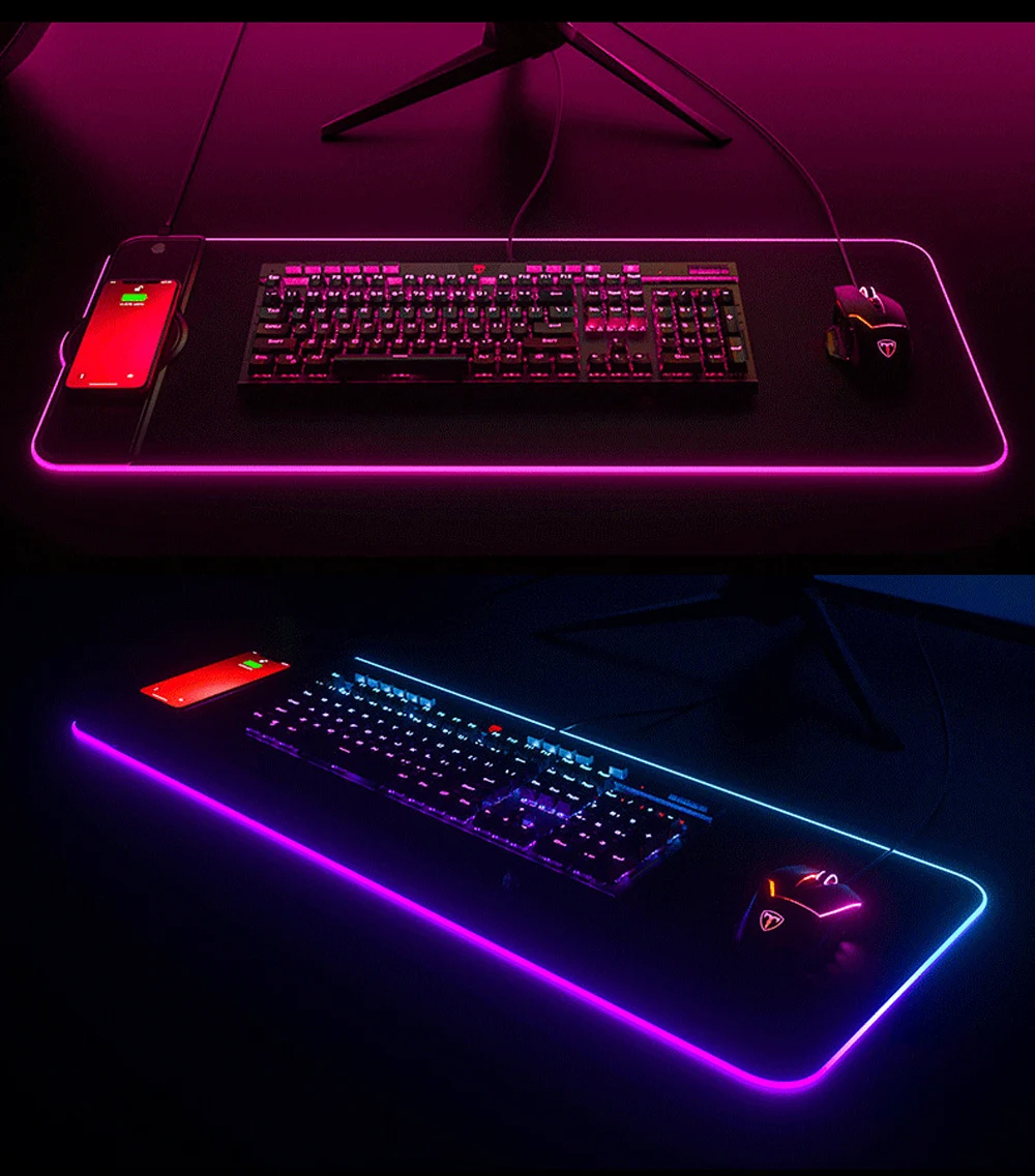 Emissor de Luz Base de Mesa de Escritório Pad com Carregador sem Fio para Iphone Diodo Teclado Não-slip Gaming Mouse Pad Grande Tapete Jogo pc Huawe 8 Weddings & Events