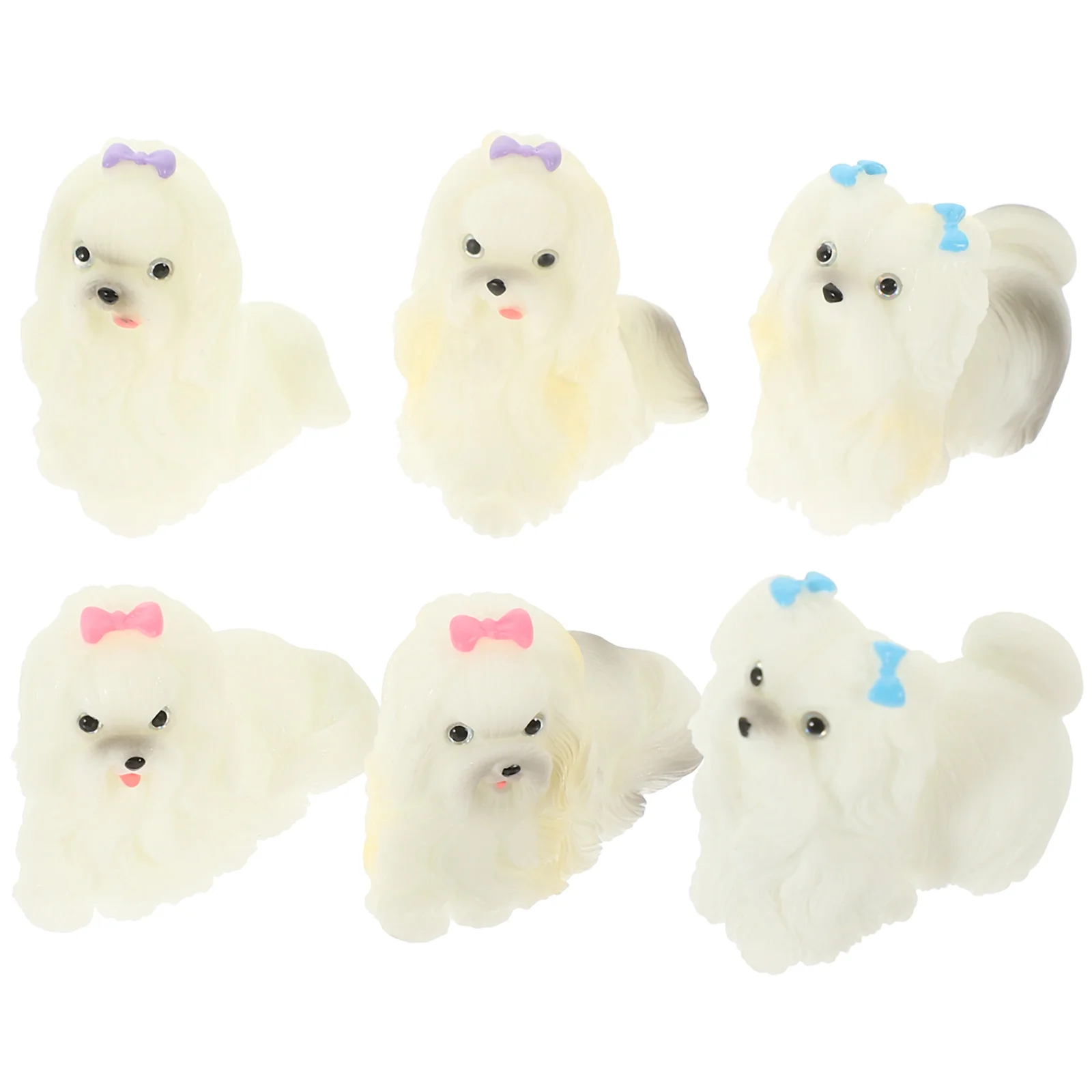 

6pcs Miniature Dog Statue Decor Desktop Resin Puppy Model Microlandscape Layout Small Puppy Sculpture