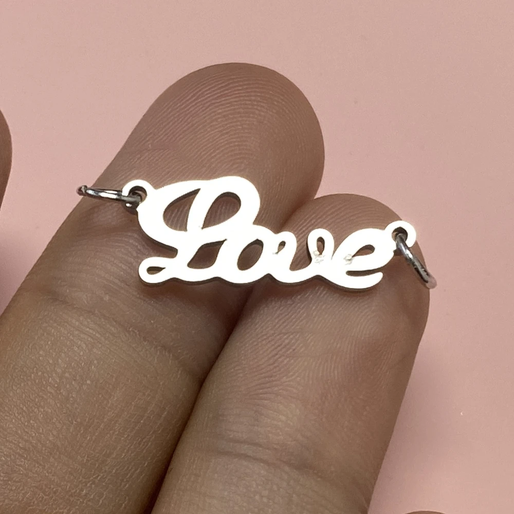 

5PCS 10-25mm Stainless Steel Love Word Jump Ring Connector Charm Jewelry Ornaments Diy Make