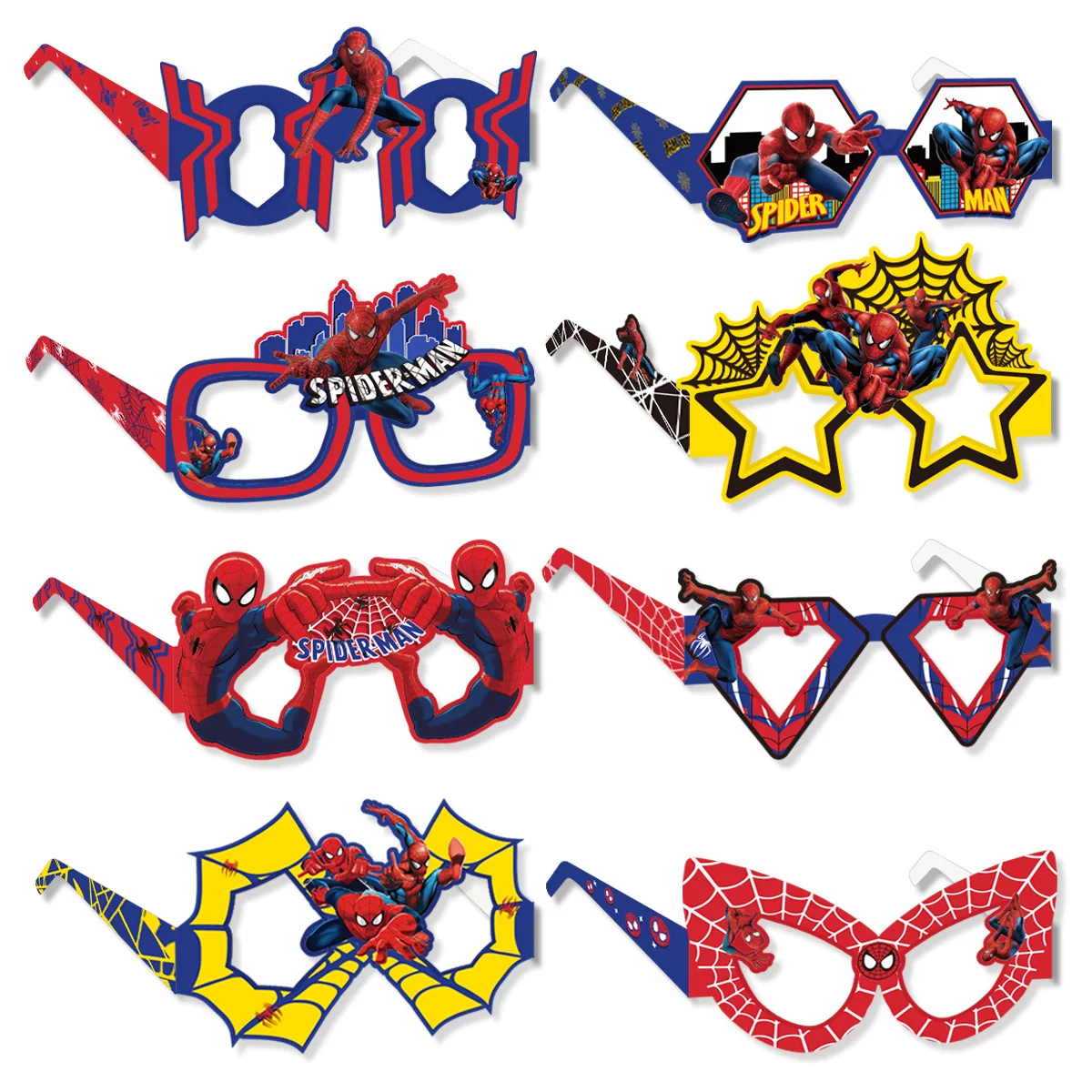 Ensemble de lunettes spiderman, 8 pièces/ensemble, décoration de fête, cadeau d'anniversaire, accessoires Cool d'halloween, ornement préféré pour garçon cosplay