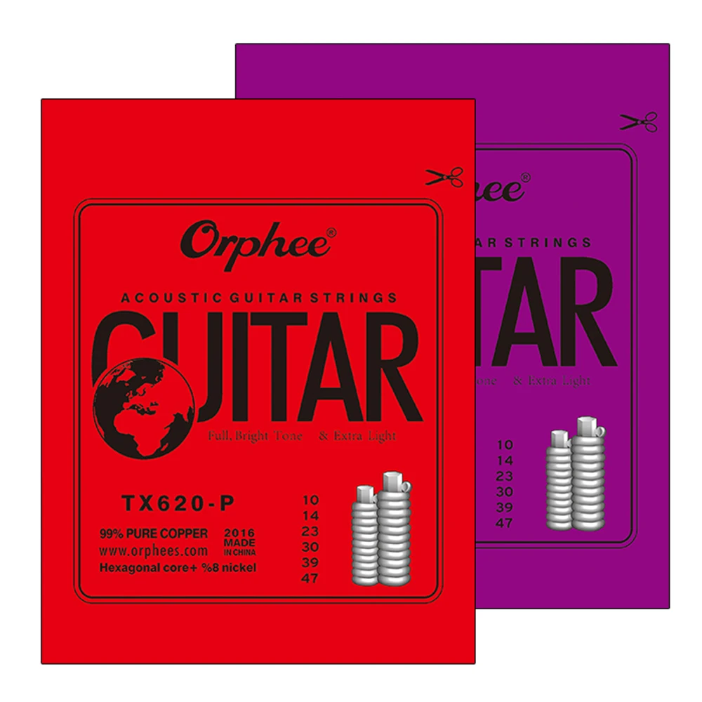 

Orphee Acoustic Guitar Strings TX620 Series Guitar String Bronze Bright Tone& Extra Light Extra Light Medium Guitar Accessories