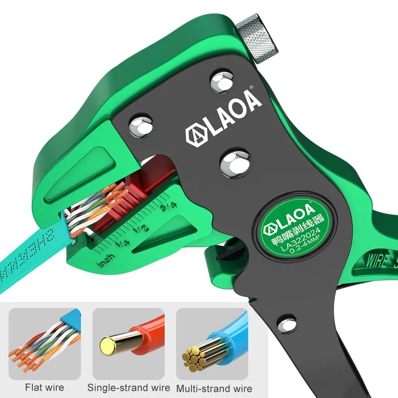 LAOA Automatic Wire Stripper Flatwire Cutter Stripping Plier 0.2 to 4mm Range Length Adjustment For Electrician images - 6