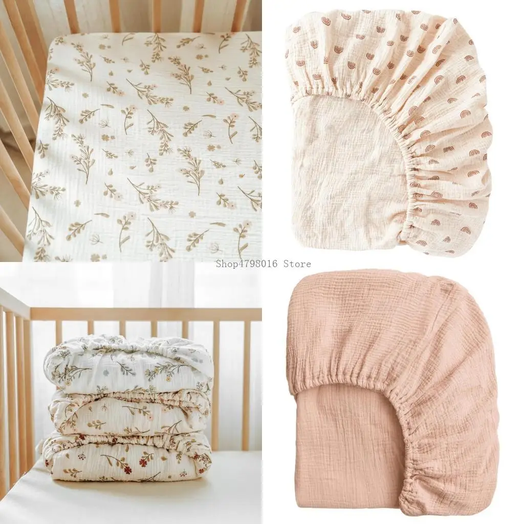  Cotton Crib Fitted Sheet Large Size Soft & Breathable Infant Baby Bedding Stuff