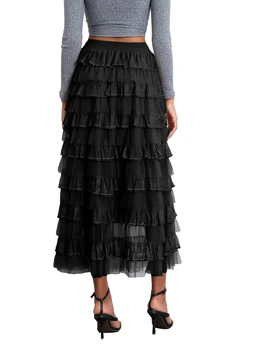 Women's Elegant Tulle Long Skirt Sweet Puffy Fluffy Layered A-Line Tutu Cake 3