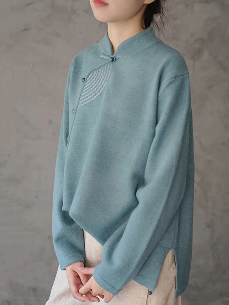 Sweater New Women's Loose Outer Wear Thick Retro Top Inner Tea Clothes Chinese Knitted Sweater