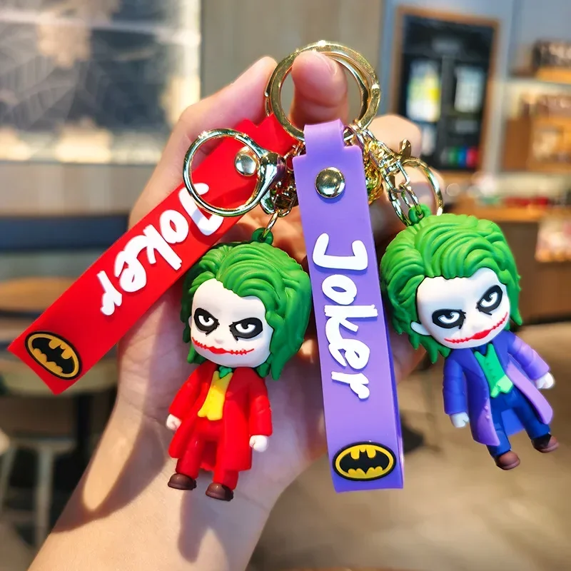 

Purple Joker Keychains Batman Cute Anime Car Key Rings Pendant Accessories for Kids Birthday Christmas Gifts