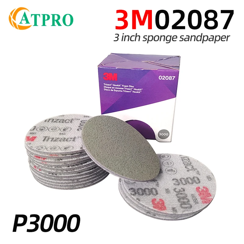 Sandpaper Set Polish Sand Paper Sandpaper Tools 3M02087 Pyramid 3 Inch Sponge Sandpaper 3000 Mesh Paint-Finish Finishing Beauty Polishing Sandpaper Flocking Sanding Cotton