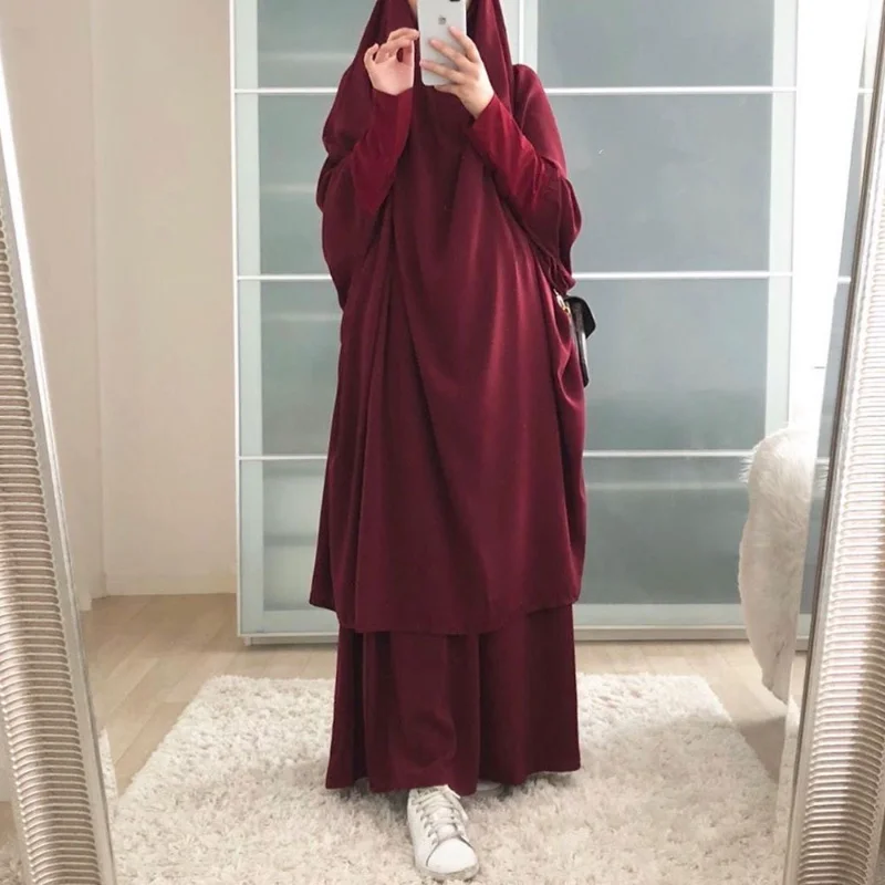 Hooded Abayat Dress for Muslim, Monochromatic, Loose Abaya Sets, Middle East Arabia, Wholesale, 2022