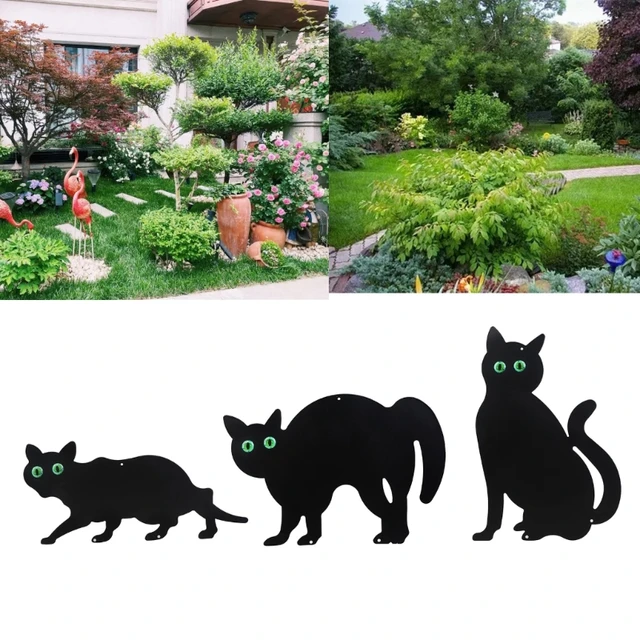 3Db/Set Halloween Fém Fekete Macska Fényvisszaverő Szemű Kerti Tét Udvari Táblák Kültéri Dekorációk A Gyep Udvarához Y5Gb