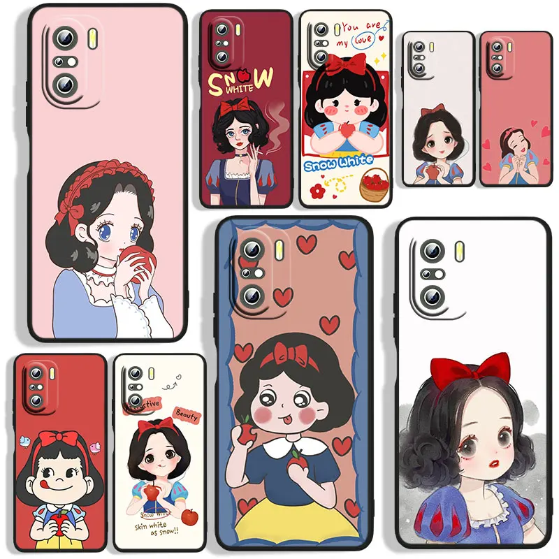 

Pretty snow white Princess Phone Case For Xiaomi Redmi 7(Y3) 7A 8 8A 9 9A 9AT 9C 10X 10 4G 5G 10C Black Funda Cover Silicone
