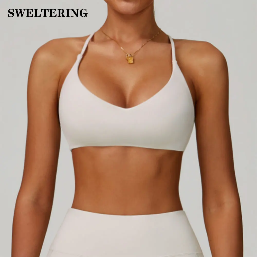 40047-f4aac0.jpg Gym Bras Cross Shoulder Straps Sports Underwear Anti-Sweat Fitness Top Women Yoga Bra Shockproof Crop Top Push Up Workout Tops - Image 1