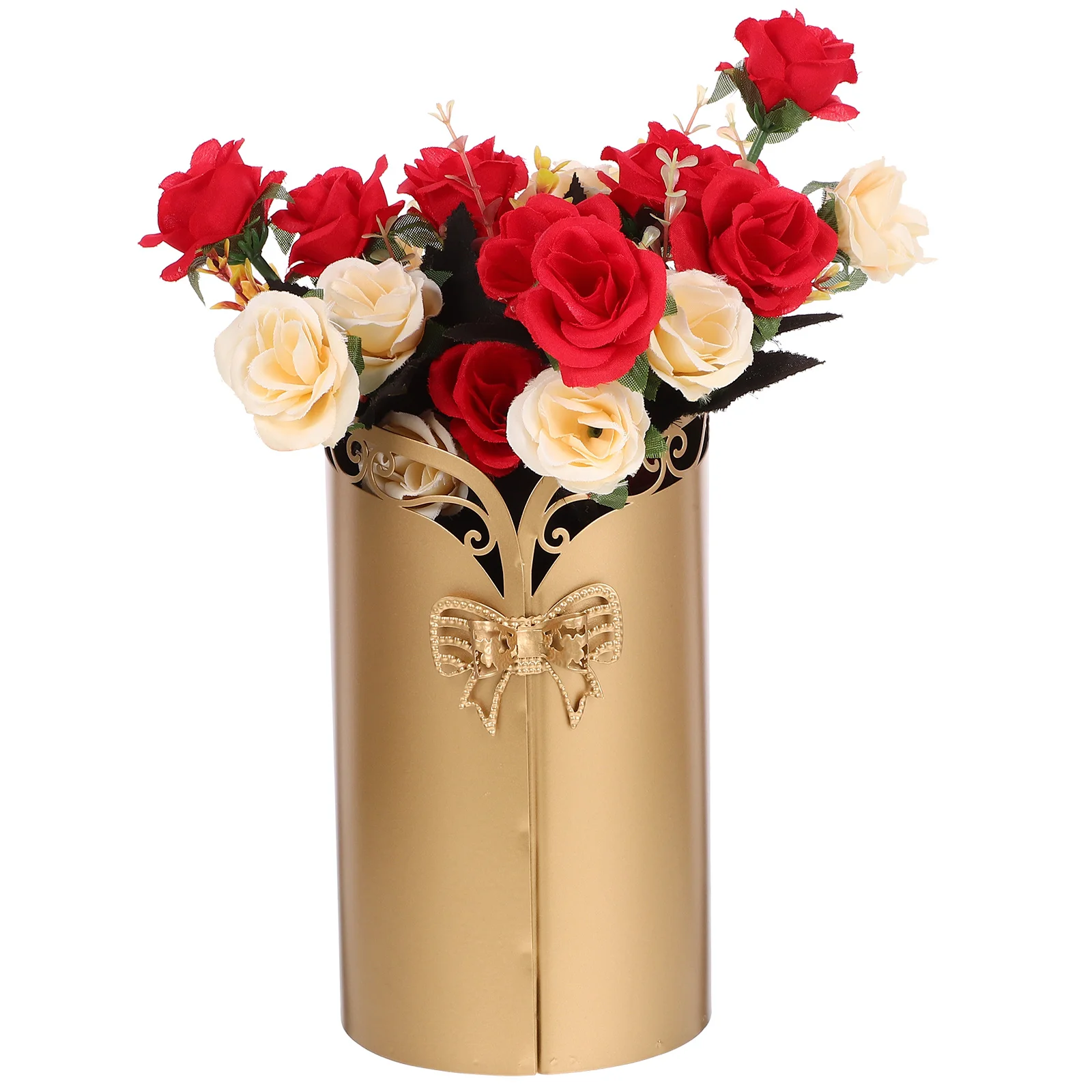 

Chinese Metal Vase Rustic Flower Vase Iron Flower Pot Farmhouse Planter Bucket Tabletop Centerpiece Floral Arrangements