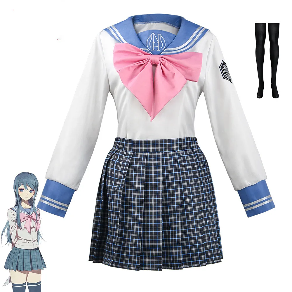 

Anime Danganronpa Maizono Sayaka Cosplay Costume Japanese School Jk Uniform Sailor Suit Coat Skirt Bow Tie Stockings Kawaii