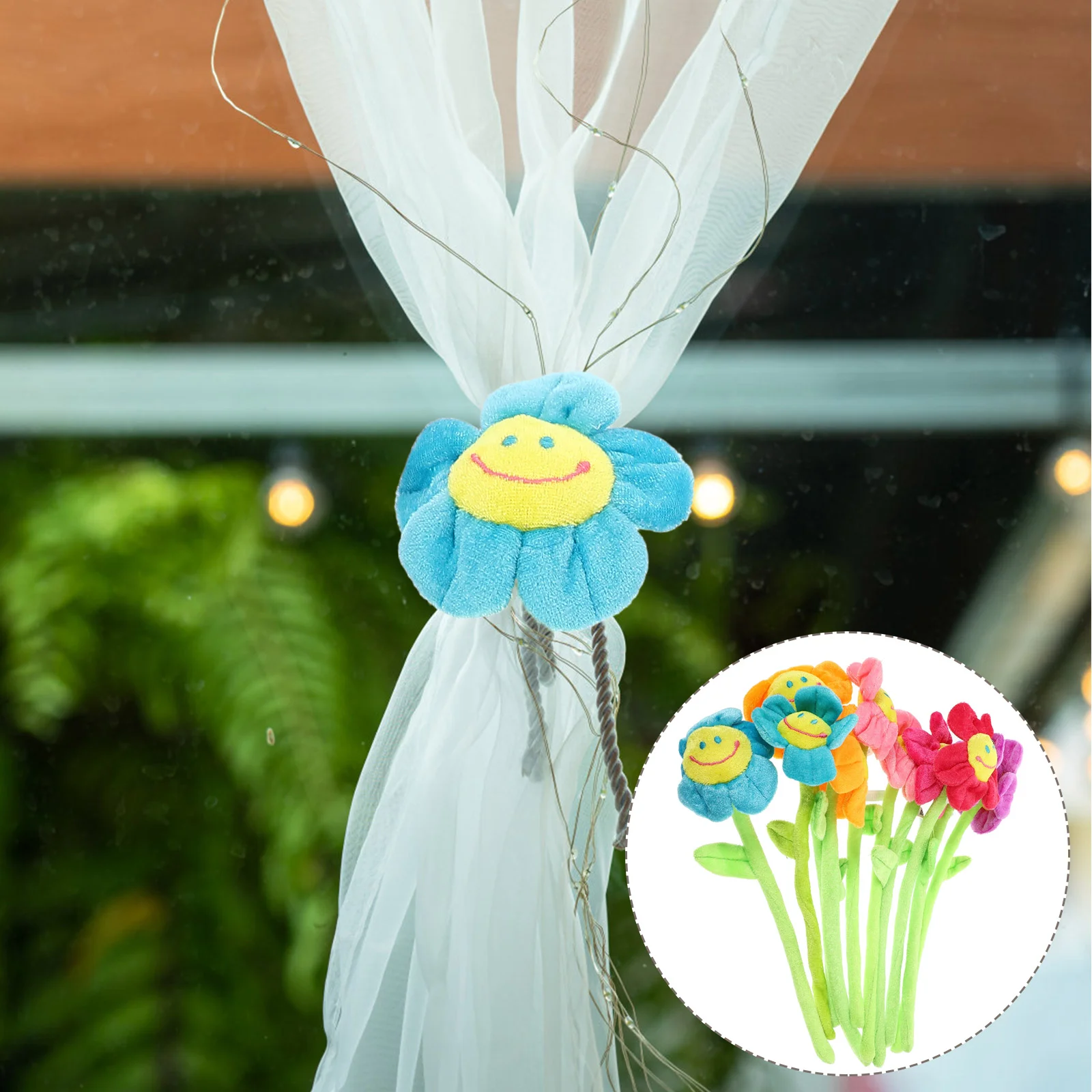 

Plush Flowers , 32cm Long Bendable Stems Assorted Colors Happy Smiles Sunflowers Gift for Boys and grils