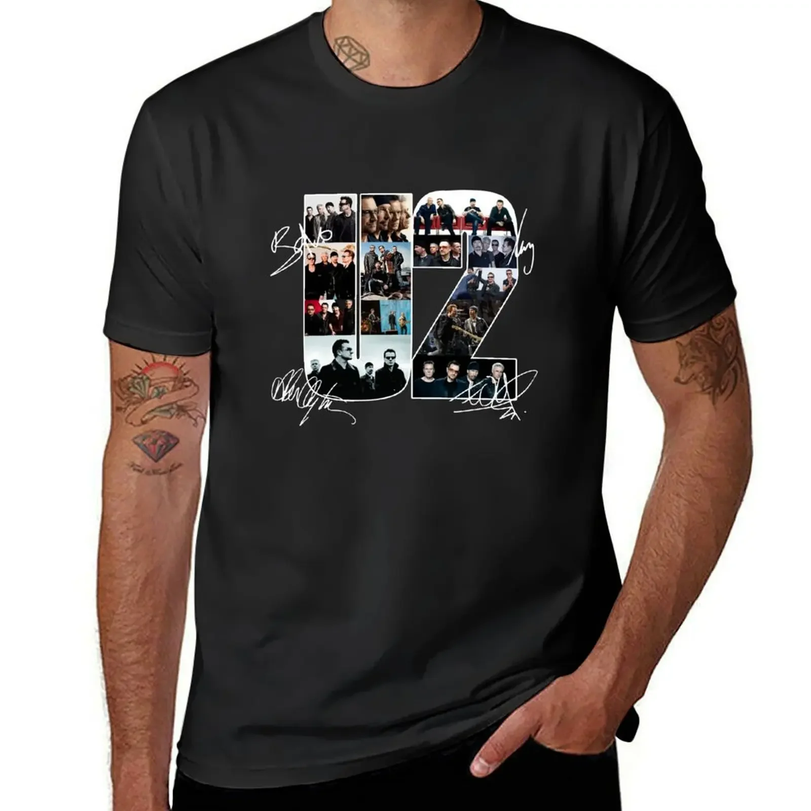 

ú2 Rock Band Signatures T-shirt quick drying sweat men t shirt