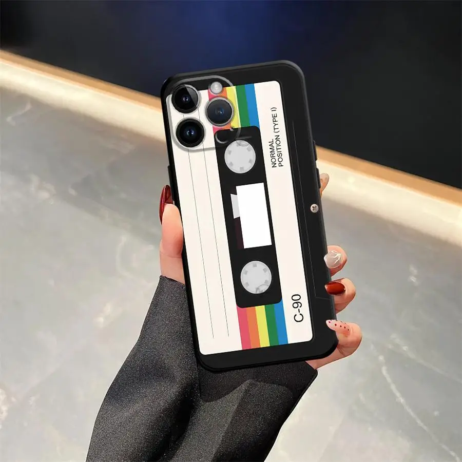 Vintage Cassette Tape Soft Phone Cover - Black