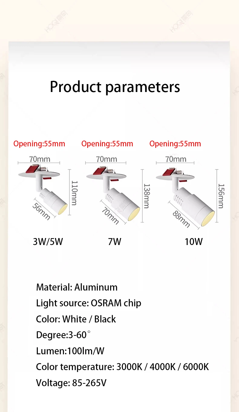 Led Spotlights Adjustable Angle Zoom Focus 3-60 Beam Degree Small Spot Light S9a0193973a6a4b22a16f64274912ed1dP