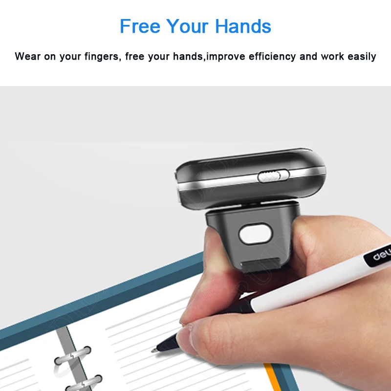 QR Code 1D/2D Ring Scanner Wearable Scanner Finger Barcode Reader Bluetooth Barcode Portable Bar code PDF Code