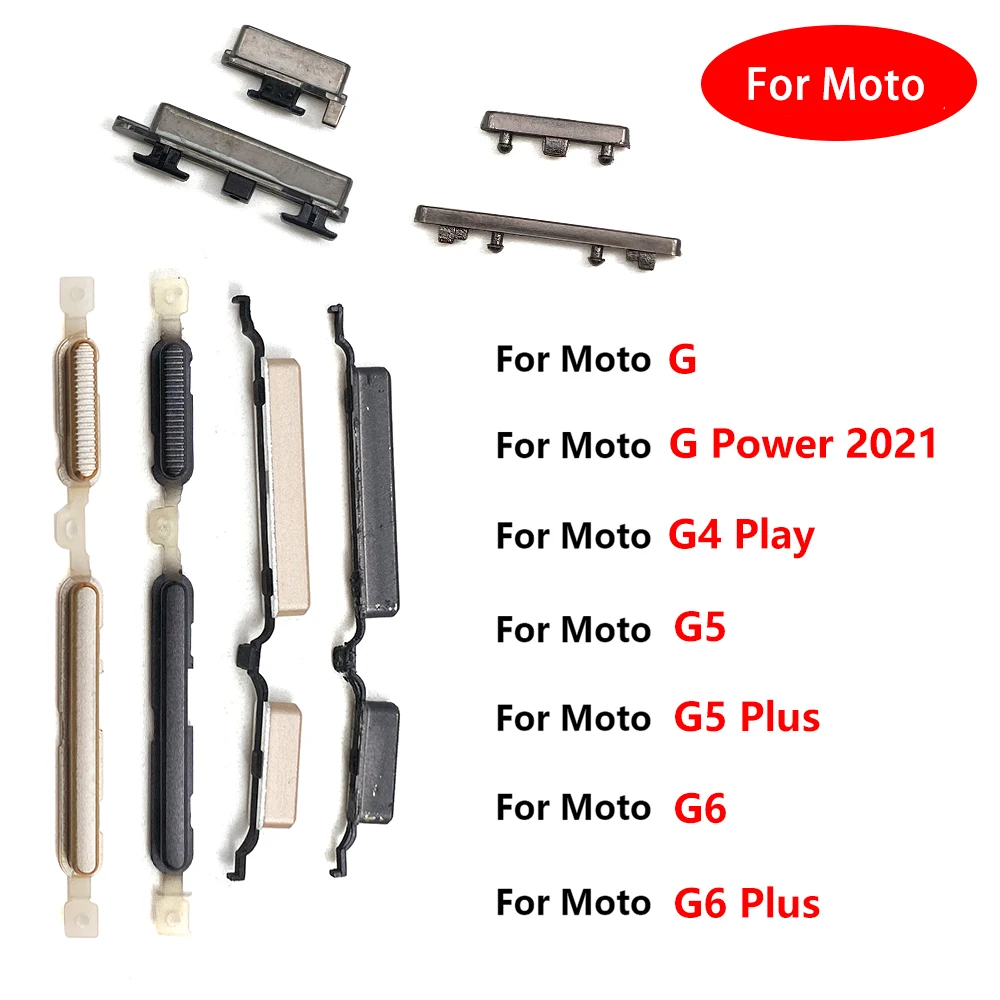 Moto G Power 2021 G5 G6 Plus 사이드 키 전원 및 볼륨 버튼 교체 부품 용 10pcs 전원 볼륨 버튼