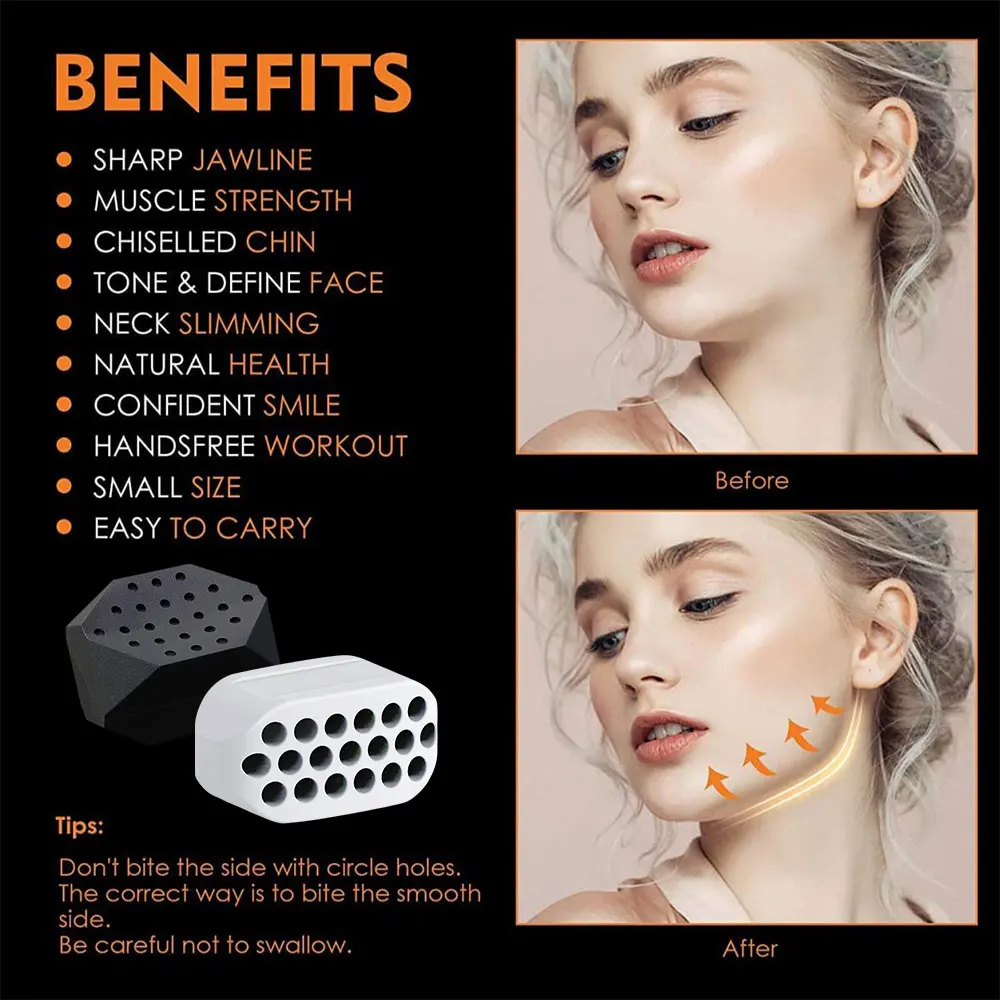 Jawline Exerciser Silicone Facial Jaw Muscle Trainer Fitness Face Masseter Stress Chew Ball Double Chin Reduce Face Lifting Slim