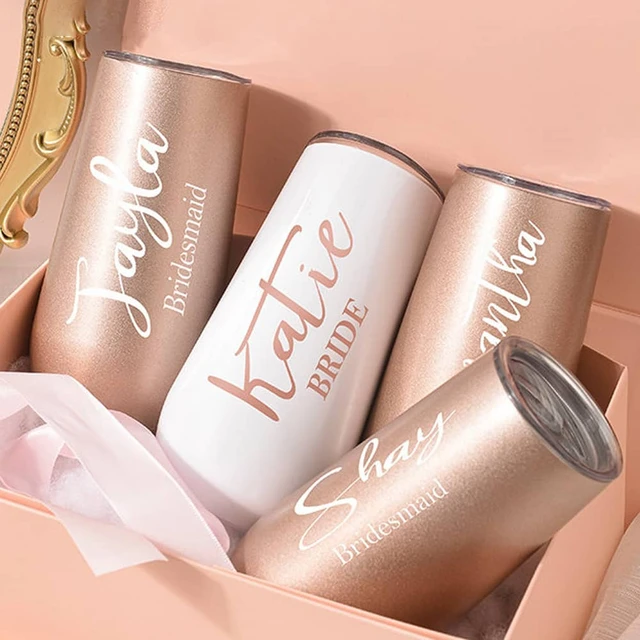 Bridesmaid Wine Tumblers Set of 8, Bride Champagne Flute Maid  of Honor Bride Mugs, 6 oz Stainless Steel Bridesmaid Proposal Gifts for  Engagement Wedding Bachelorette Party Supplies (Rose Gold): Champagne  Glasses