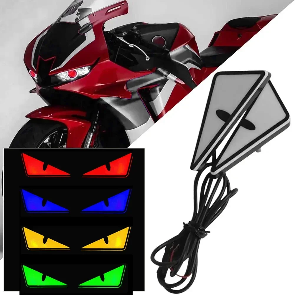 Motorcycle LED Lights 2Pcs Devil'Eyes Headlight Mini Projector Lens Turn Signal Car Decoration
